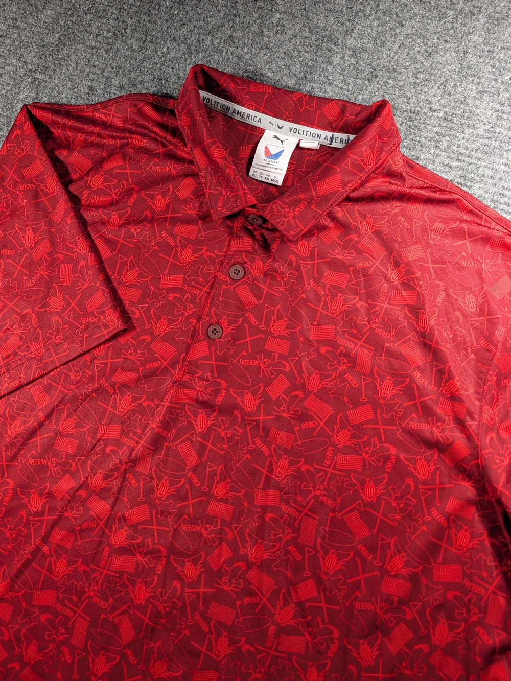 Puma Volition America Golf Polo Red Shirt Mens XL USA Patriotic Freedom